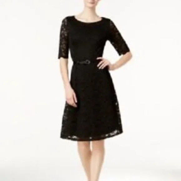 Charter Club | Dresses | Charter Club Womens Short Sleeve Floral Lace Belted Dress Black Size S 0 Nwt | Poshmark Charter Club | Dresses | Charter Club Womens Short Sleeve Floral Lace Belted Dress Black Size S 0 Nwt | Poshmark
